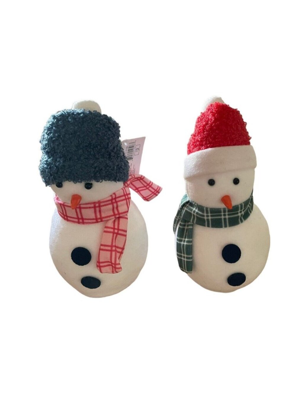 Christmas Snowman Plush Table Mantel Decor Felt & Foam 8" Set Of 2 Tall new